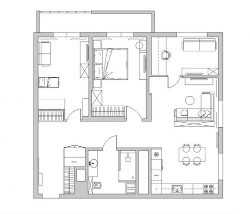 Стильная квартира с аутентичными деталями для молодой пары. 08