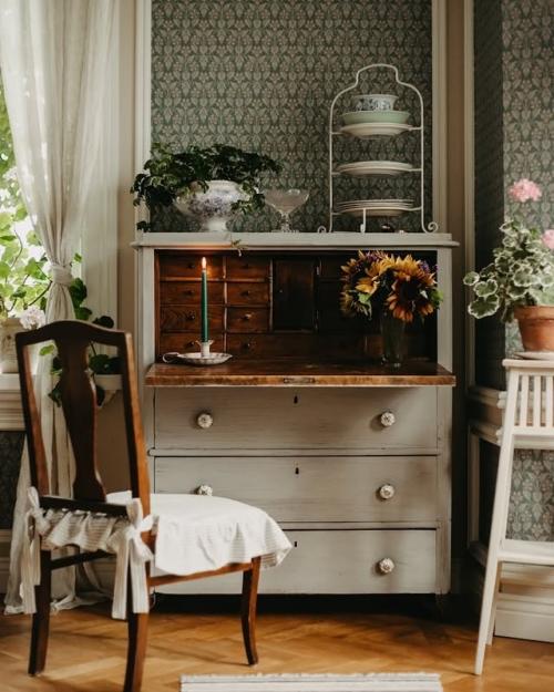 Скандинавский деревенский дом цвета мяты. 06