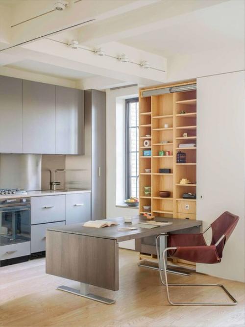 Интерьер студии с отделкой из дерева в Нью-йорке. 02