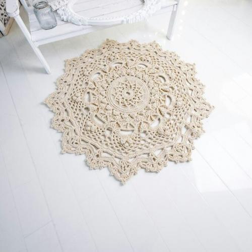 Легкий ажурный ковер ручной работы крючком из полиэфирного шнура связан. 01