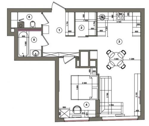 Дизайн интерьера двухкомнатной квартиры. 09