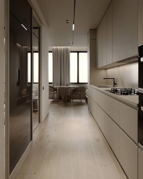 Проект 1-комнатной квартиры в бежевом цвете (38 кв. 04