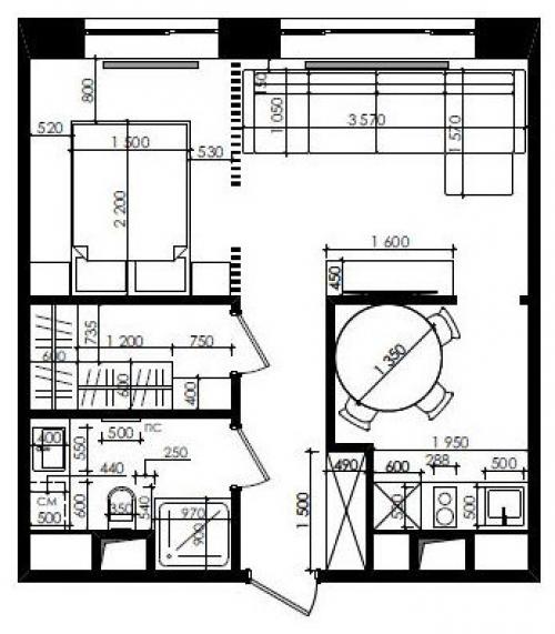 Интерьер квартиры 38 м в Москве. 09