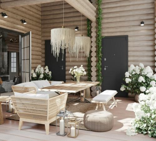 Проект загородного дома из оцилиндрованного бруса в московской области, площадь 172 кв. 02