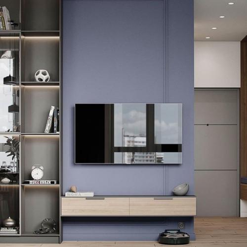 Интерьер кухни - гостиной площадью 20 м 2 с интересными цветовыми акцентами. 04