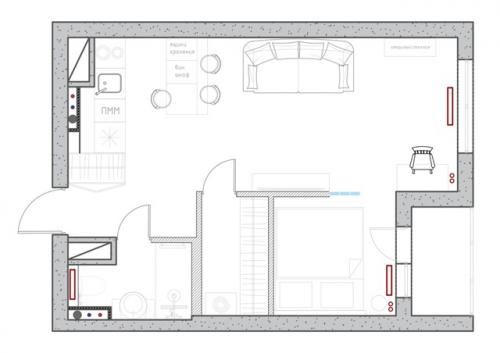 Проект квартиры 38 м 2 в ЖК Gusi - лебеди в Санкт-петербурге. 07