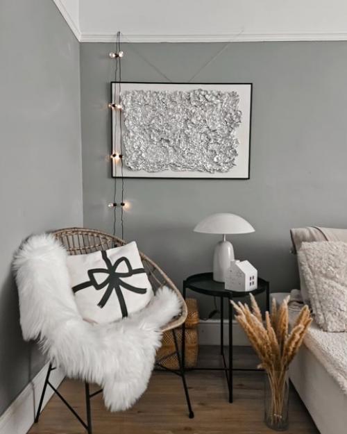Детали скандинавского интерьера, в котором стены окрашены в любимый нами стильный серый цвет. 04