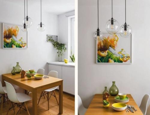 Чудесный, солнечный интерьер кухни - гостиной в скандинавском стиле. 03