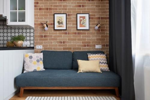 Современный сканди в интерьере небольшой кухни - гостиной. 04