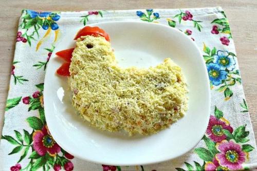 Новогодний салат Петушок. 09