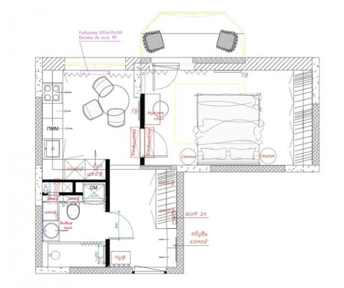 Дизайн однокомнатной квартиры площадью 35 кв. 09
