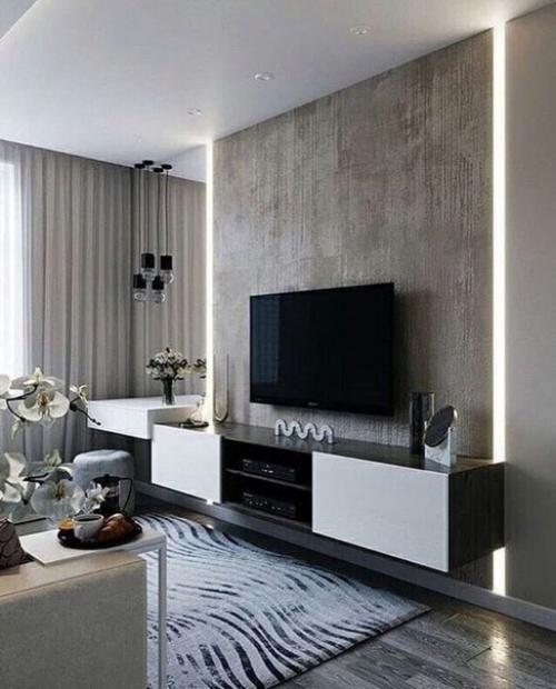 Идеи офopмлeния зоны y тeлeвизoрa. 04