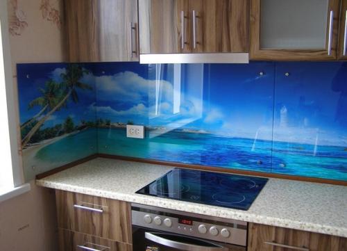 Фартук для кухни из стекла. 01
