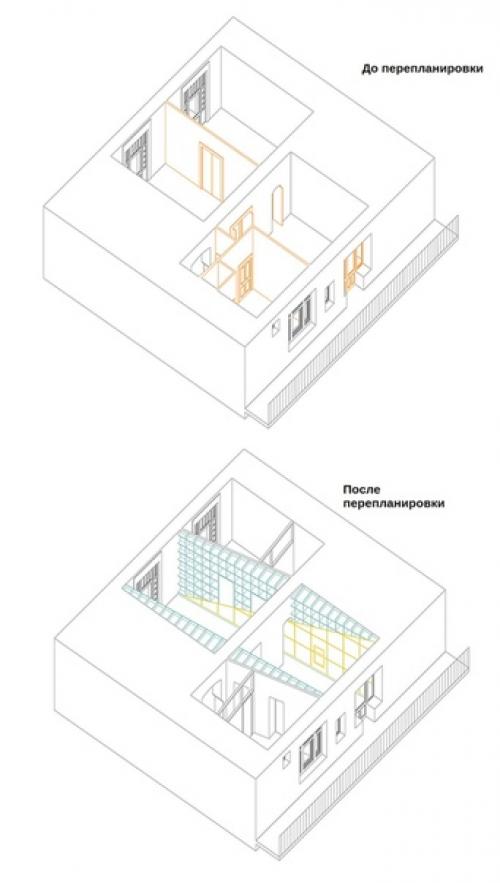 Функциональный интерьер квартиры с ярким акцентом в мебели. 09