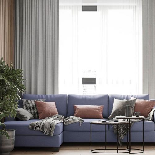 Интерьер кухни - гостиной площадью 20 м 2 с интересными цветовыми акцентами. 06