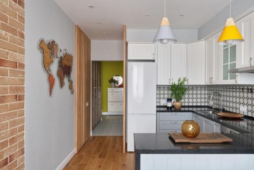 Современный сканди в интерьере небольшой кухни - гостиной. 06