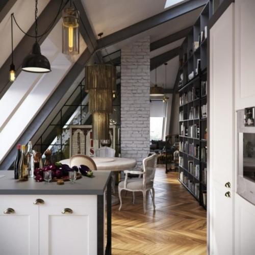 Вариация мансарды.  Интересный проект мансардной квартиры дизайнером Владимиром болоткиным воплощен. 07