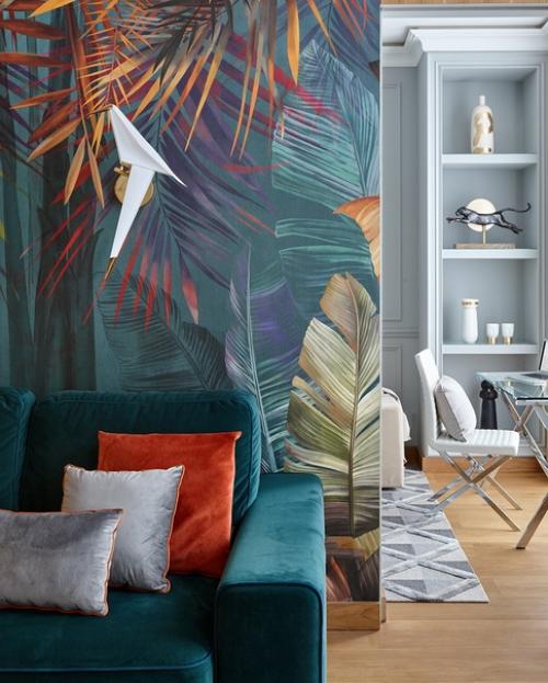 Насыщенные цвета и тропические мотивы: квартира в Москве. 03