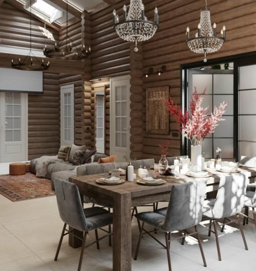 Проект загородного дома из оцилиндрованного бруса в московской области, площадь 172 кв. 05