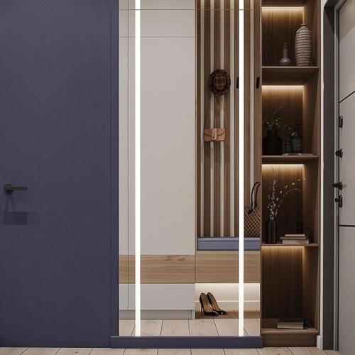 Интерьер кухни - гостиной площадью 20 м 2 с интересными цветовыми акцентами. 07