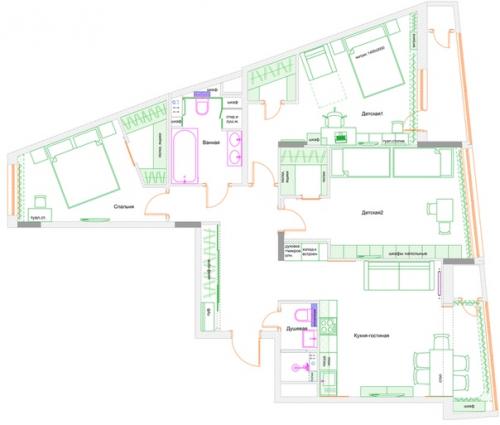 Завершила еще один дизайн - проект: интерьер трехкомнатной квартиры 120 кв. 05