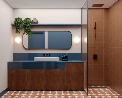 Проект интерьера квартиры с кухней - гостиной и небольшой спальней с этническими мотивами, 52 м 2. 05