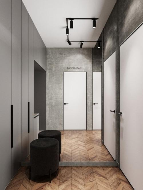 Как же круто выглядит темный дизайн, а особенно серое постельное белье. 06