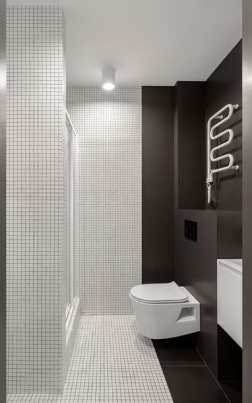 Темный минималистичный интерьер квартиры 40 кв. 07