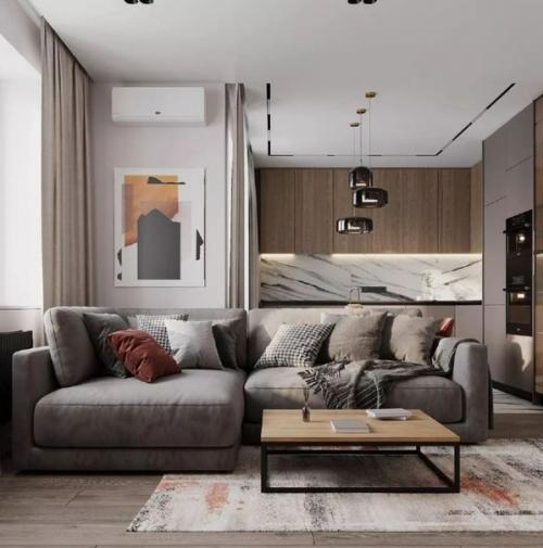 Создание светлого и теплого интерьера - идеальное решение для современной кухни - гостиной. 02