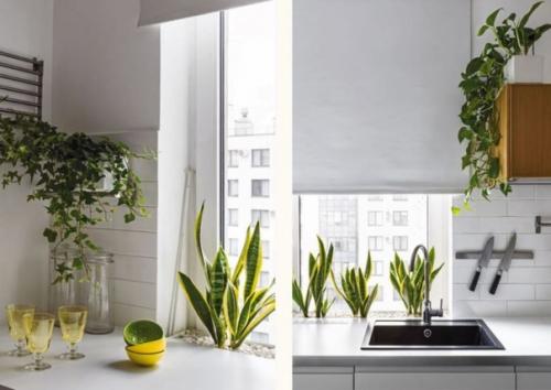 Чудесный, солнечный интерьер кухни - гостиной в скандинавском стиле. 02