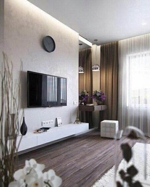 Идеи офopмлeния зоны y тeлeвизoрa. 09