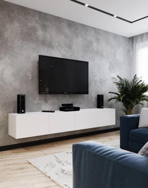 Стены для установки развлекательной техники давно неотъемлемой частью гостиной стали. 04