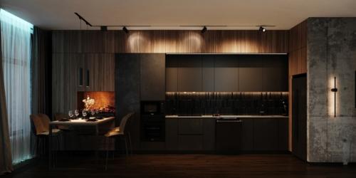 ЖК Ривер Парк, дизайн кухни - гостиной и коридора. 02