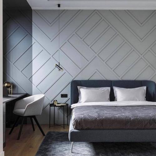 Интерьер кухни - гостиной и спальни в квартире площадью 100 м. 02