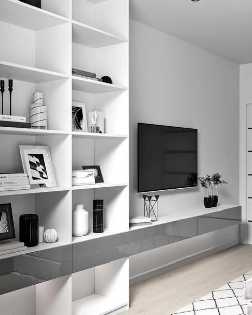 Стены для установки развлекательной техники давно неотъемлемой частью гостиной стали. 08