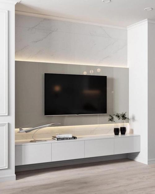 Стены для установки развлекательной техники давно неотъемлемой частью гостиной стали. 06