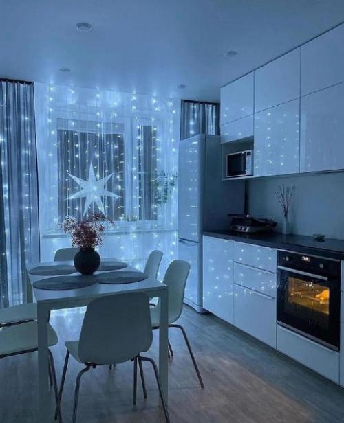 Волшебная атмосфера новогоднего украшения в кухне. 06