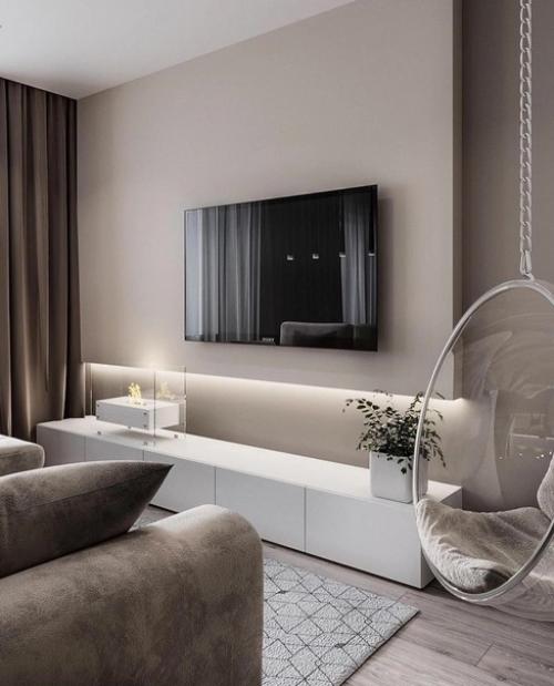 Стены для установки развлекательной техники давно неотъемлемой частью гостиной стали. 09