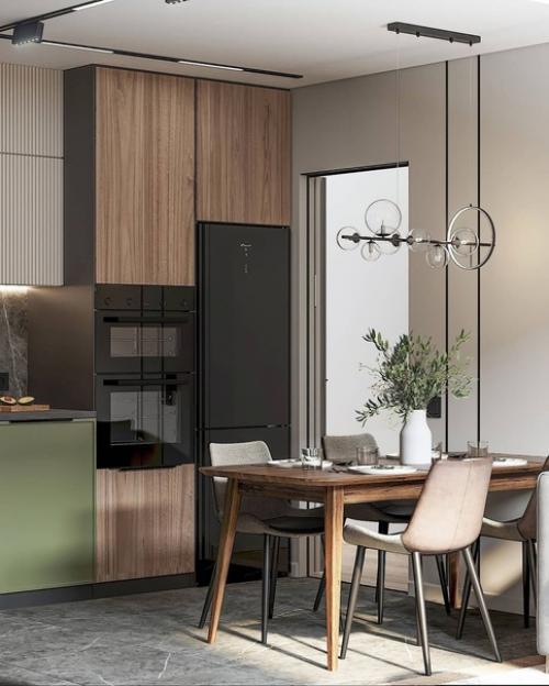 Проект кухни - гостиной, площадью - 17 м 2. 01