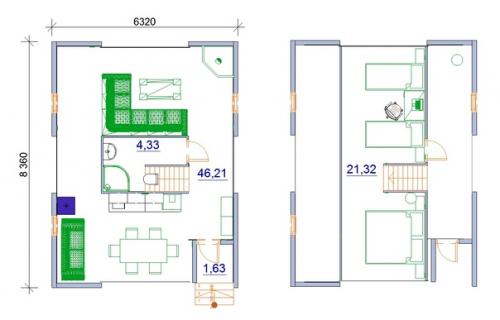 Дом 6 х 8 современная дача. 05