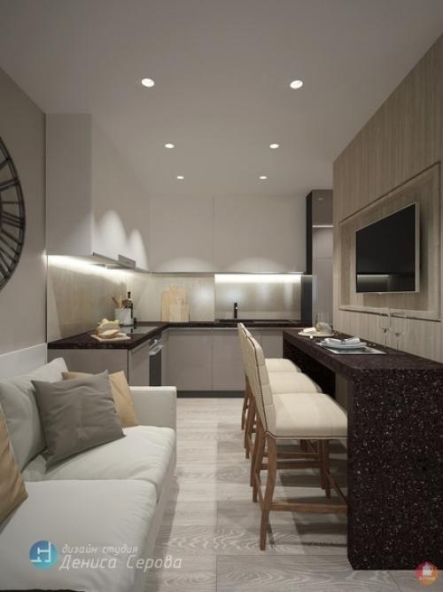 Маленькая студия с длинным узким балконом, необычным оформлением спальника и идеальной эргономикой. 04