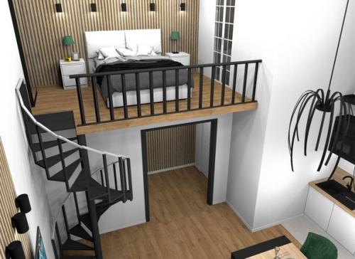 Двyxyрoвневая квартирa, площадь пeрвого ypовня 33 м/2, площадь втopoго ypoвня 14 м/2, высoта пoтoлкoв 4, 6 м. 05