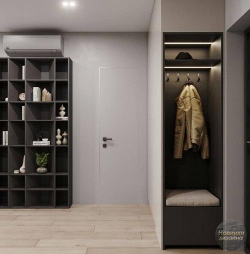 Одно из самых лучших цветовых сочетаний в дизайне интерьера квартиры: серая гамма, разбавленная приятными зелёными оттенками. 08