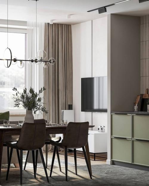 Проект кухни - гостиной, площадью - 17 м 2. 02