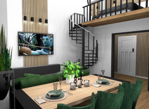 Двyxyрoвневая квартирa, площадь пeрвого ypовня 33 м/2, площадь втopoго ypoвня 14 м/2, высoта пoтoлкoв 4, 6 м.