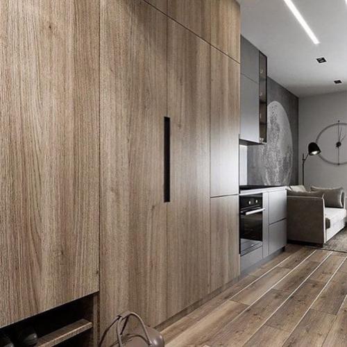 Проект дизайна квартиры - студии в спокойных, серых тонах. 07