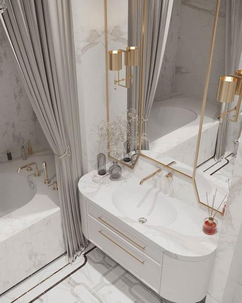 Изящная и утончённая ванная комната в проекте загородного дома. 02