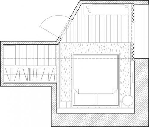 Интерьер спальни на мансарде в стиле лофт. 09