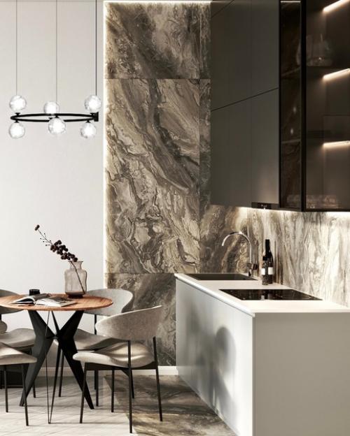 Серия визуализаций совмещённой кухни - гостиной 17, 4 м 2. 04