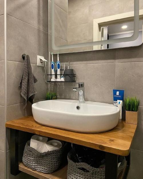 Дизайн санузла.  Совмещенный санузел с душевой кабиной. 01